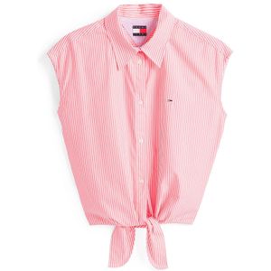 Tommy Jeans - Blouse - Rood/Wit - Wijde Blouse - Gestreept