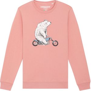 Watapparel Sweatshirt ' Bär auf Bike '  blauw / rosa / zwart / wit