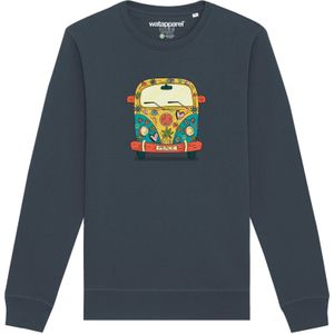 Watapparel Sweatshirt ' Hippies Bus '  antraciet / gemengde kleuren