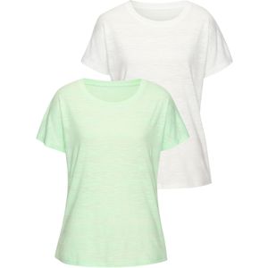 Vivance - T-shirt - Lime/Wit - Set van 2 - Onderhoudsvriendelijke Katoen