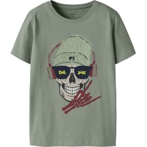 NAME IT Shirt 'NKMTED'  grijs / wijnrood / zwart