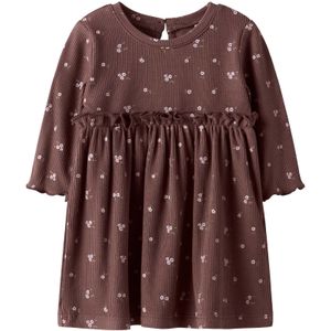 Jurk - All-over Print - Ribgebreid - Lange Mouwen - Regular Fit