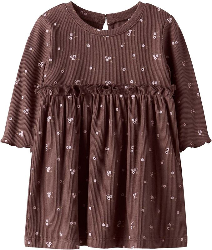 Jurk - All-over Print - Ribgebreid - Lange Mouwen - Regular Fit