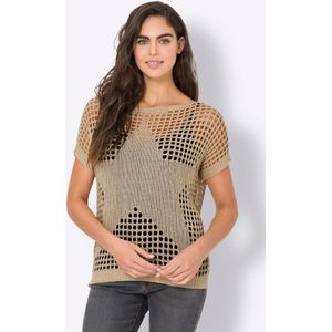 Gebreide Trui - Zand - 70% Polyacryl, 20% Polyamide, 10% Gemetalliseerde Vezels