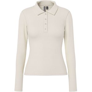 PIECES - PCKITTE - Poloshirt - Wolwit - Lange Mouw