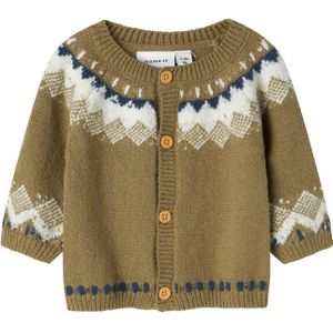 Print - Gebreid Vest - Ronde Hals - Lange Mouwen - Regular Fit