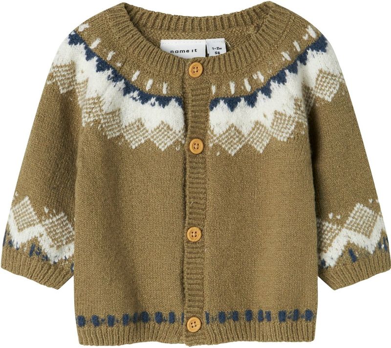 Print - Gebreid Vest - Ronde Hals - Lange Mouwen - Regular Fit