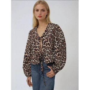 Hiccup Blouse  beige / bruin / zwart