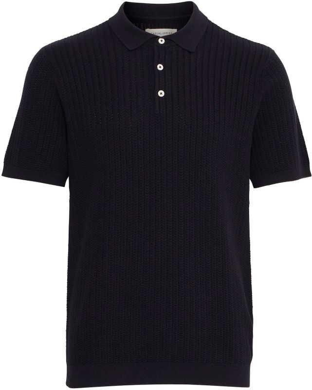 Casual Friday - CFKarl - Shirt - Navy - Knoopsluiting - Polokraag