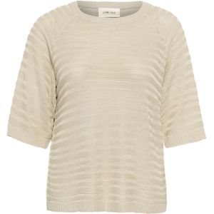 Gebreide Trui - Effen - Knitwear - Ronde Hals - Halve Mouw - Losse Pasvorm