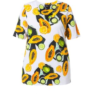 Ulla Popken Shirt  groen / oranje / zwart / wit