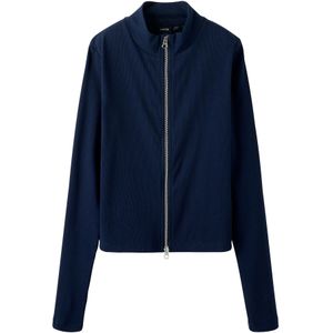 Korte Vest - Cardigan - Ribgebreid - Lange Mouwen - Hoge Hals