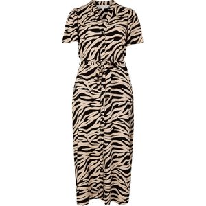 Apricot - Jurk - Beige/Zwart - Dierenprint - 3/4 Lengte