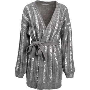 Influencer Gebreid vest  grijs / zilver