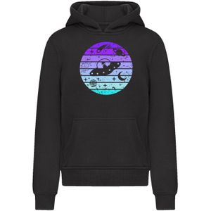 F4NT4STIC Sweatshirt 'Retro Alien Weltraum Sonnenuntergang'  aqua / lila / sering / zwart