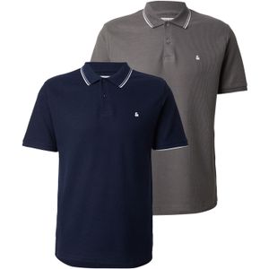 JACK & JONES Shirt 'JJEAUSTIN'  donkerblauw / rookgrijs / wit