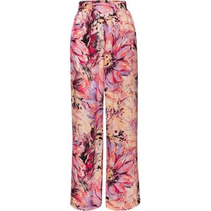 Harembroek - Pink - Met All-over Print - Steekzakken - Taillehoogte Hoog