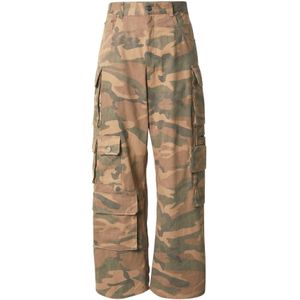 MOUTY Cargobroek  camel / brokaat / groen / kaki