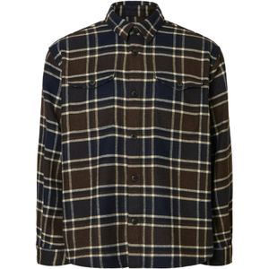 SELECTED Overhemd 'SLHPABLO'  lichtbeige / donkerblauw / donkerbruin