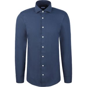 Seidensticker - Flanellen Overhemd - Donkerblauw - Regular 1/1 Kentkraag Pepita