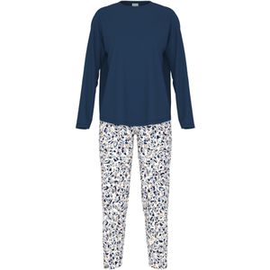 Mey Pyjama 'Soft Leo'  camel / ivoor / neonblauw / donkerblauw