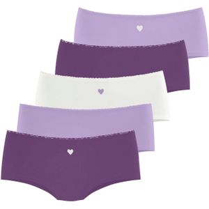 Hipster - Paars/Lila/Crème - Katoen - Nauwsluitend Met Kant