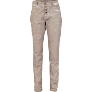 Pantalon - Zand - Katoen/Elastaan - Steekzakken - Knoopsluiting