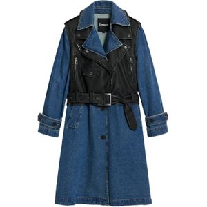 Desigual - Afneembare Trenchcoat - Denim - Lange Jas - Regular Fit