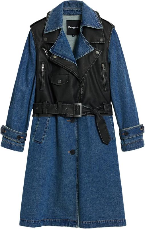 Desigual - Afneembare Trenchcoat - Denim - Lange Jas - Regular Fit