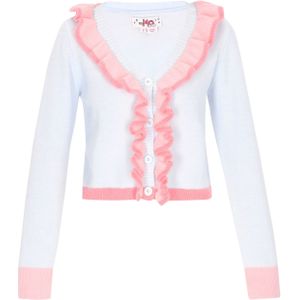 MYMO Gebreid vest 'Back To School'  pastelblauw / rosa / lichtroze