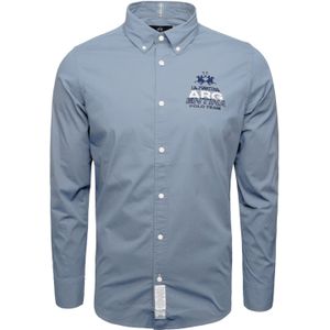 La Martina Overhemd 'MAC601'  duifblauw / wit