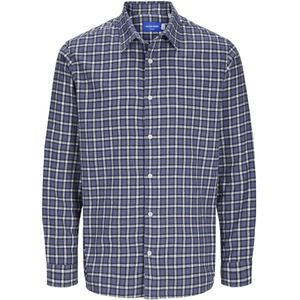 JACK & JONES Overhemd  navy / blauw gemêleerd / wit