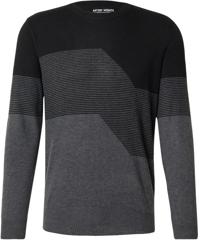 ANTONY MORATO - Trui - Donkergrijs/Zwart - Knitwear - Ronde Hals - Lange Mouw