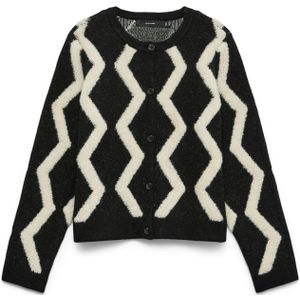 VERO MODA Gebreid vest 'VMARGIE'  zwart / wit