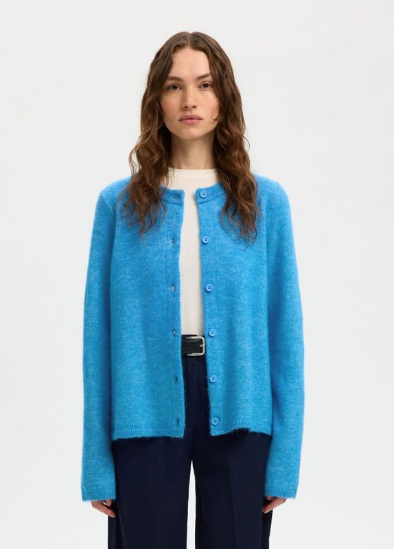 SELECTED Gebreid vest  hemelsblauw