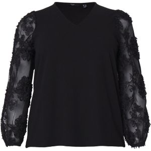 Top - V-Hals - Lange Mouwen - Regular Fit - Ballonmouwen - Polyester Voering