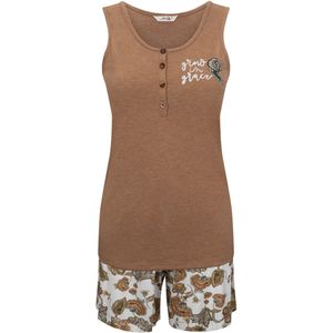 Goldenbay Korte pyjama 'Irises'  bruin / wit