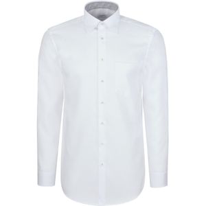 Seidensticker - Businessoverhemd - Wit - Regular 1/1 Bedekte Button-Down-kraag Structuur