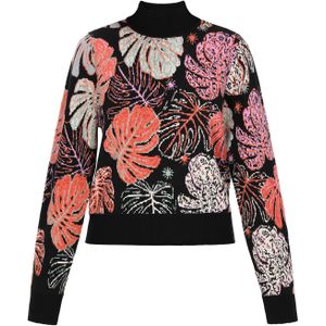 IZIA Trui  oranjerood / zwart / wit