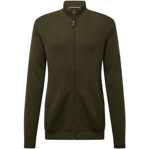 FQ1924 Gebreid vest 'Kyle'  donkergroen