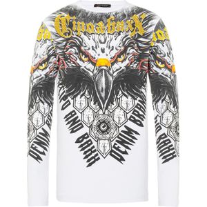 CIPO & BAXX Shirt  geel / antraciet / oranje / wit