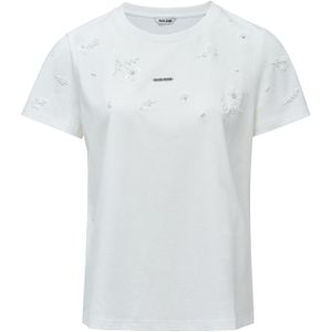 Salsa Jeans - Shirt - Wit - Katoen - Ronde Hals - Kwartmouw