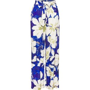 Vivance - Palazzobroek - Blauw/Groen/Crème - Met Grote Bloemenprint