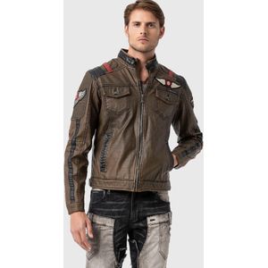 CIPO & BAXX Tussenjas  bruin / donkerbruin / knalrood