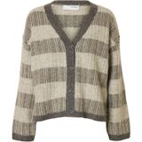 SELECTED Gebreid vest 'SLFALVA'  beige / grijs gemêleerd
