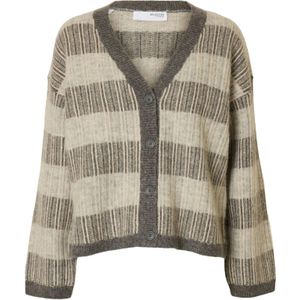 SELECTED Gebreid vest 'SLFalva'  beige / grijs gemêleerd
