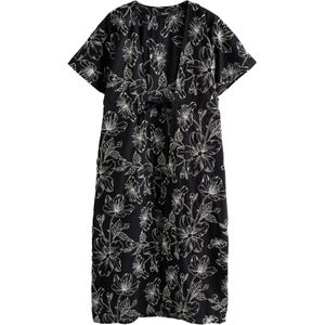 Next - Ochtendjas - Zwart/Wit - Katoen - Bloemenprint