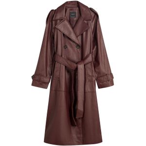 Bershka - Tussenmantel - Donkerrood - Trenchcoat - Gevoerde Zoom