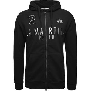 La Martina Sweatvest 'Maf305'  zwart / wit