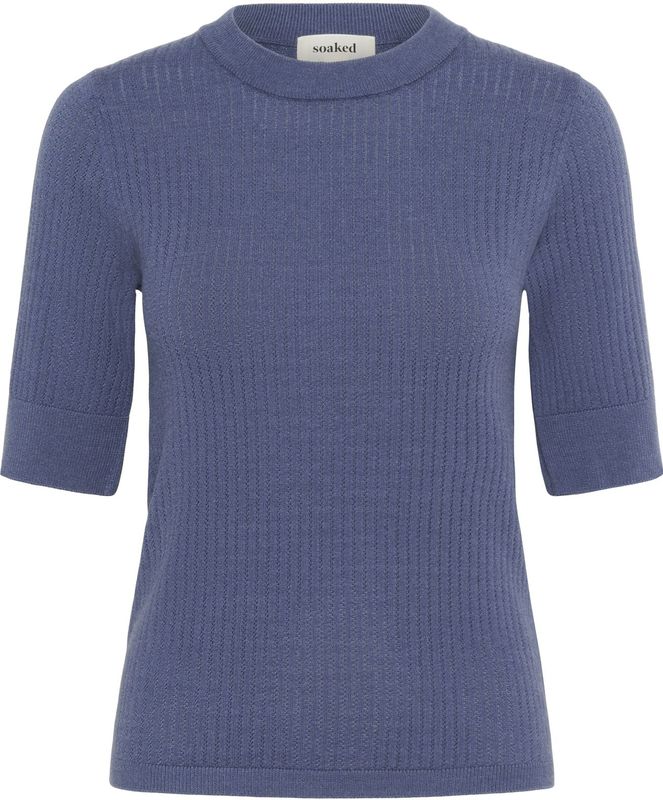 SOAKED IN LUXURY - SLSpina - Trui - Saffier - Halve Mouw